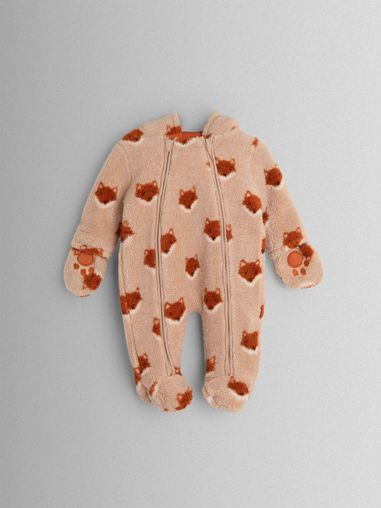 JoJo Maman Bébé Orange Fox Cosy Borg Character Pramsuit image 2