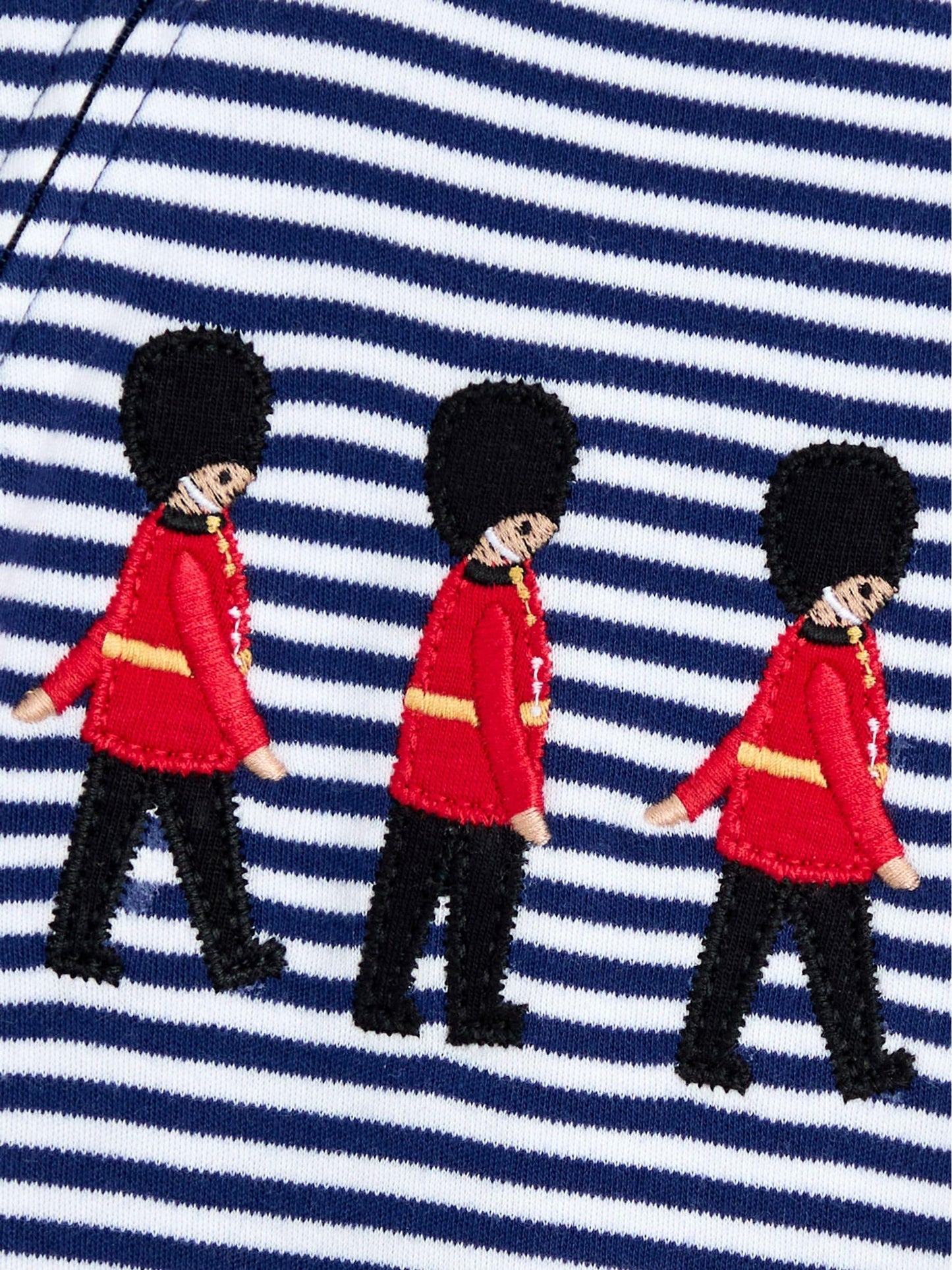 JoJo Maman Bébé Navy Stripe Soldier Appliqué Cotton Sleepsuit image 3