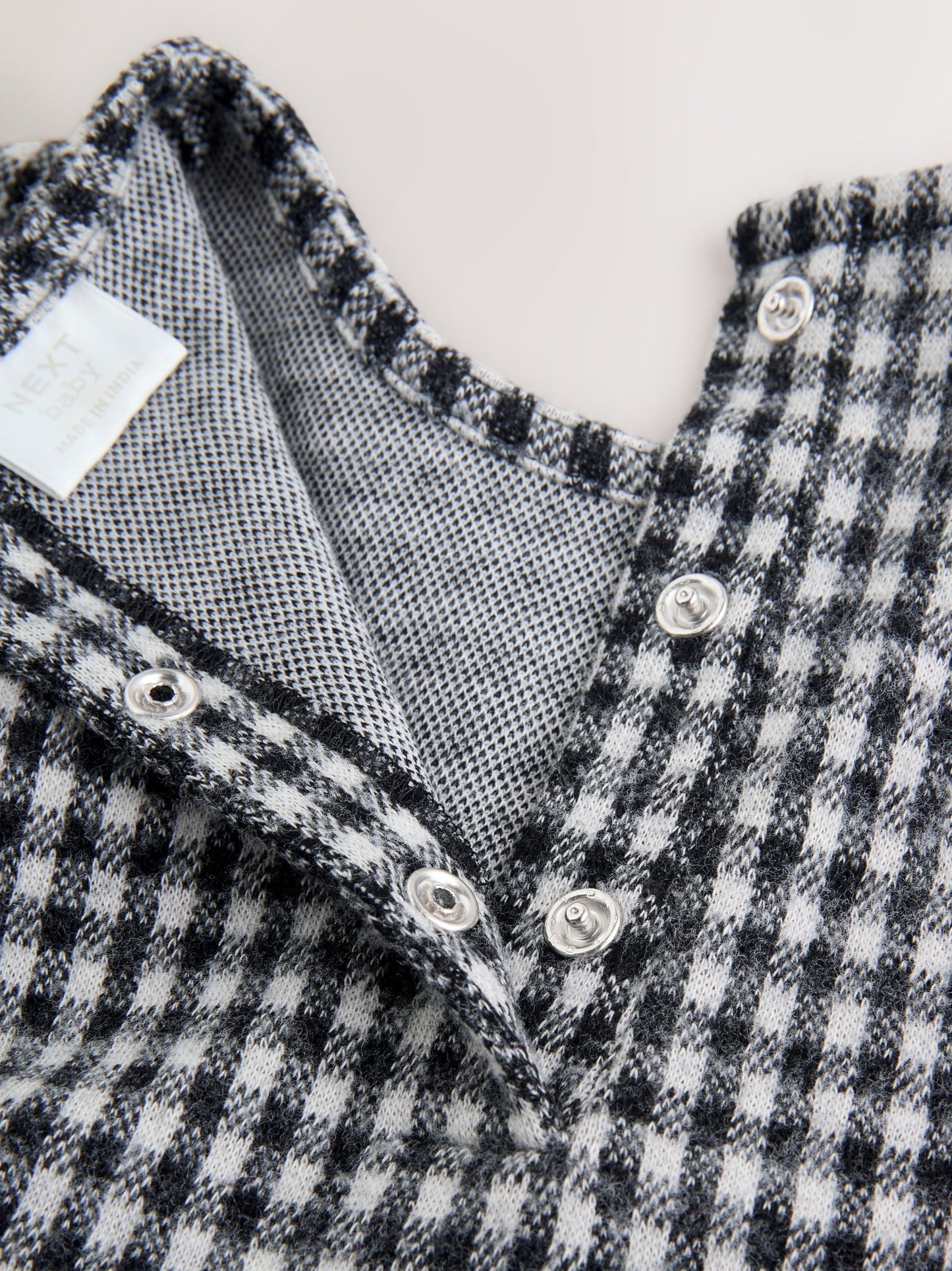 Black/Grey Gingham Baby Long Sleeve Tiered Dress with Tights (0mths-2yrs)