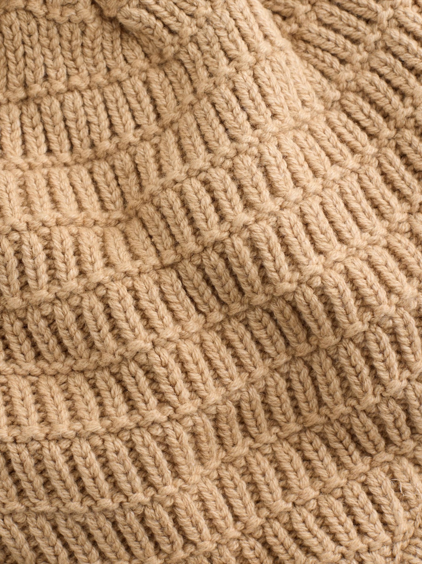 Natural Borg Baby Knitted Trapper Hat With Pom (0mths-2yrs) image 3