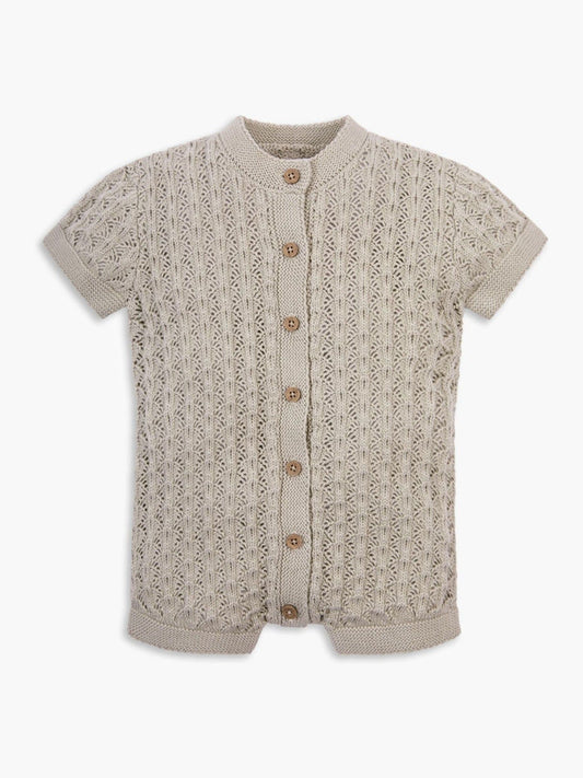 The Little Tailor Natural Baby Scallop Design Pointelle Button Through 100% Cotton Romper image 2