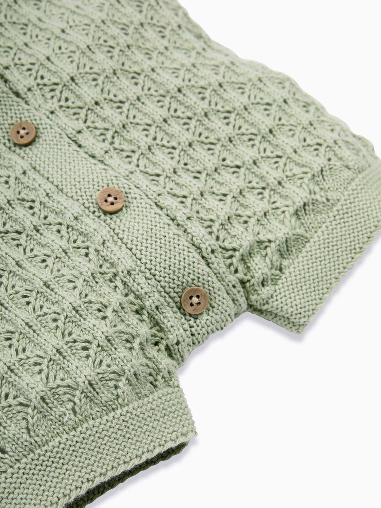 The Little Tailor Green Baby Scallop Design Pointelle Button Through 100% Cotton Romper image 6