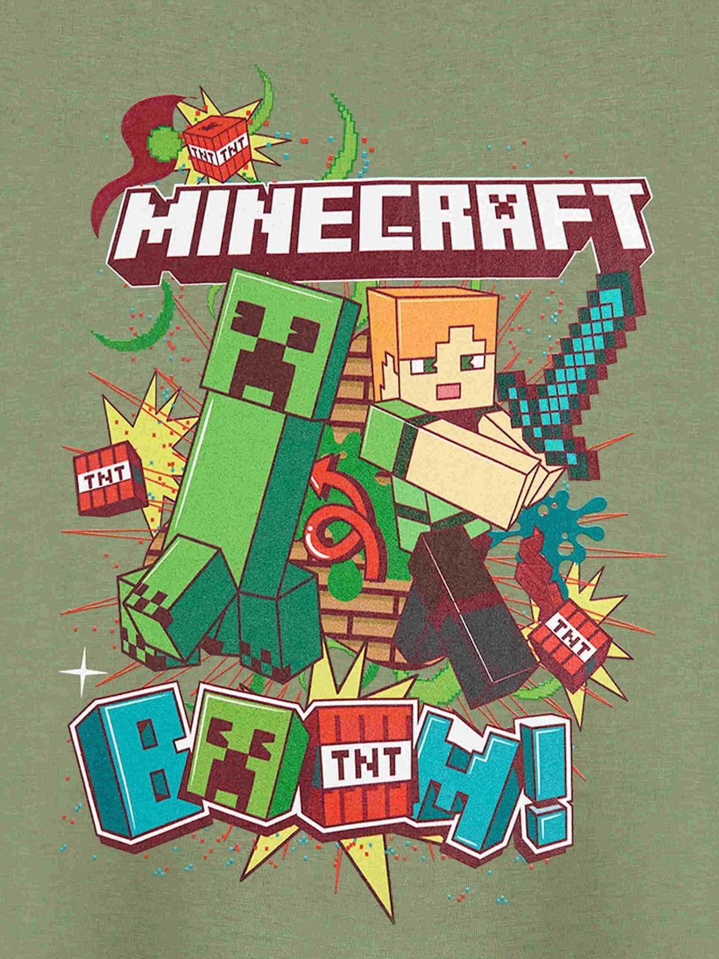 Dsiney Kidz - Vanilla Underground Green Boys Minecraft Short Sleeved 100% Cotton T-Shirt image 6