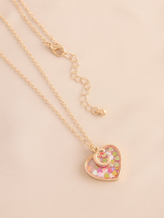Gold Tone Shaker Heart Initial Necklace image 3