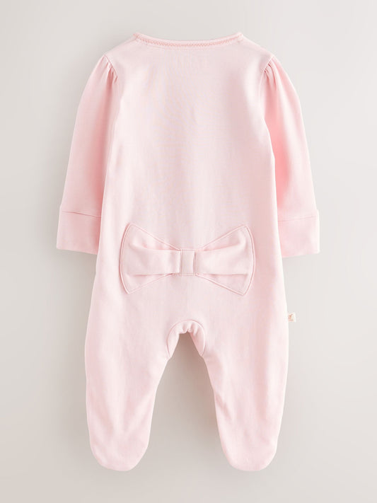 Baker by Ted Baker Pink Born In 2026 Ribbon Bow Sleepsuit image 2