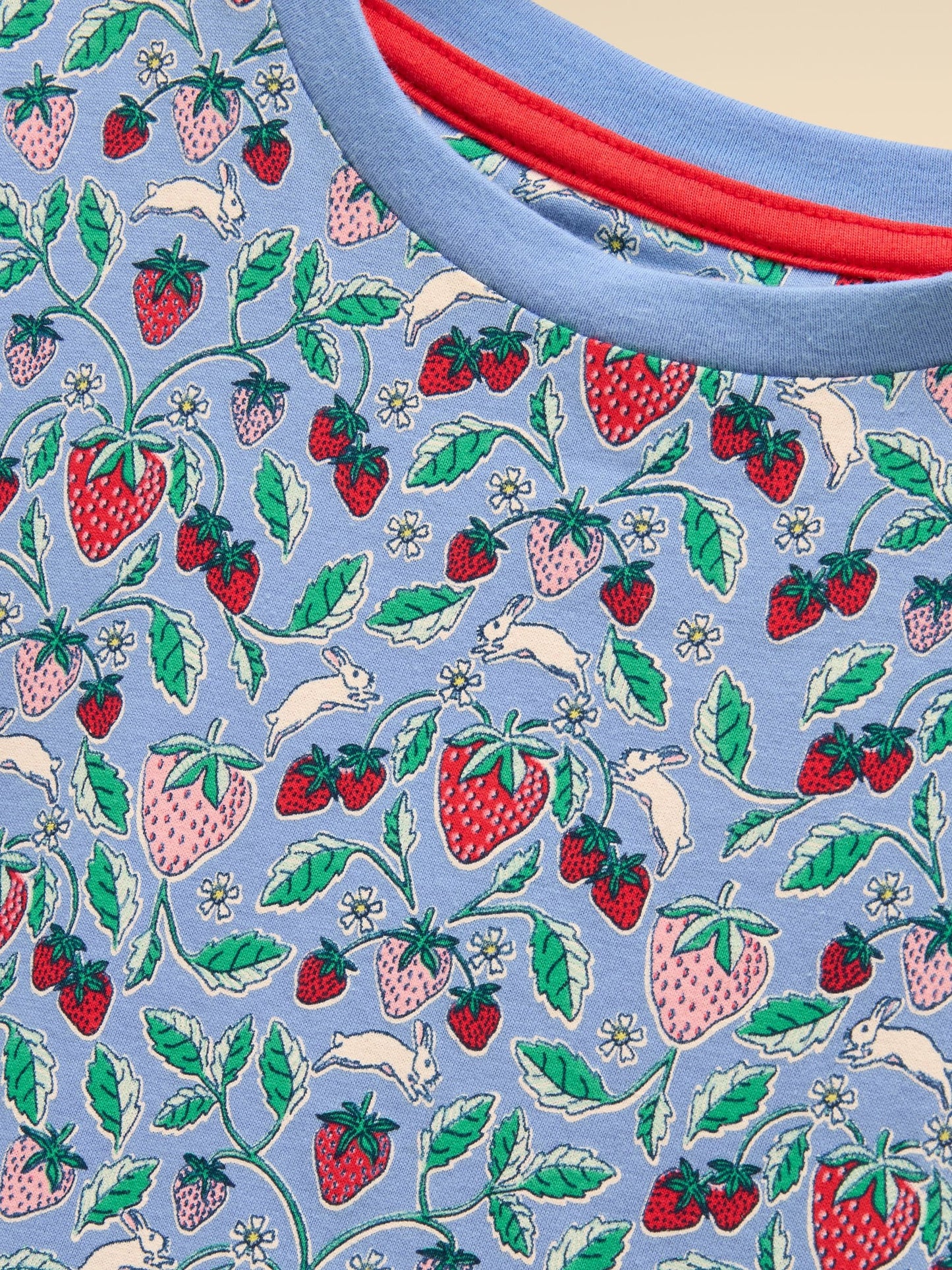 Joules Girls' Sienna Blue Strawberry Short Sleeve Frill Jersey Dress image 7