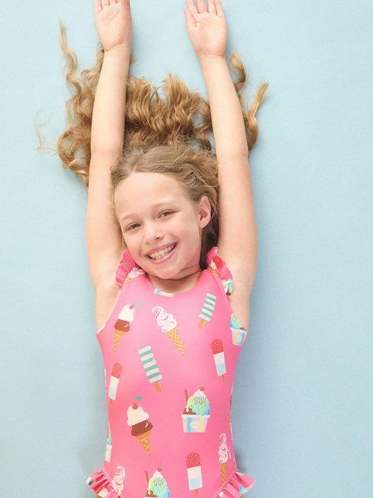 Dsiney Kidz - Joules Girls' Splash Pink Ice Cream Swimming Costume image 2