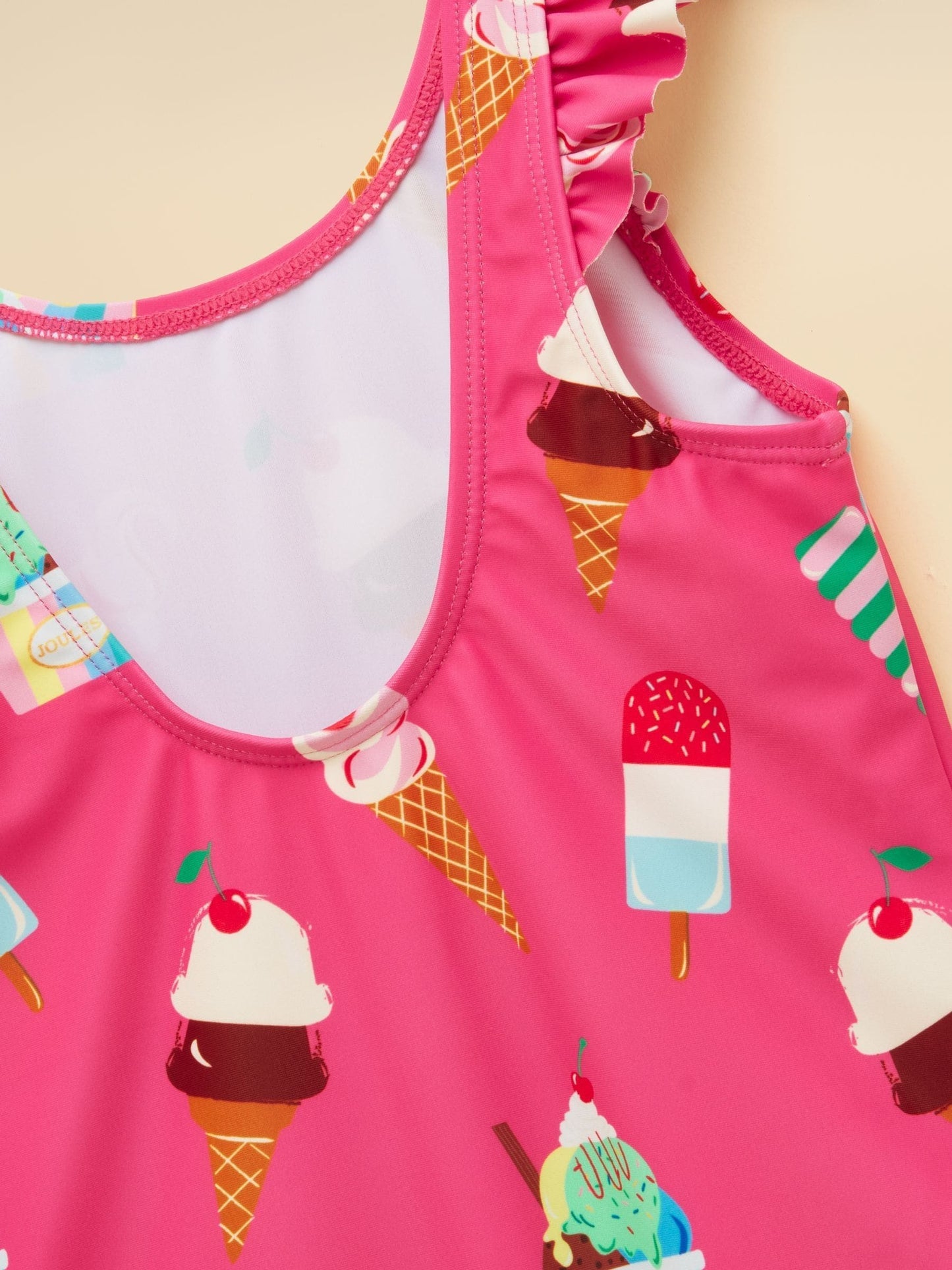 Joules Girls' Splash Pink Ice Cream Swimming Costume image 7