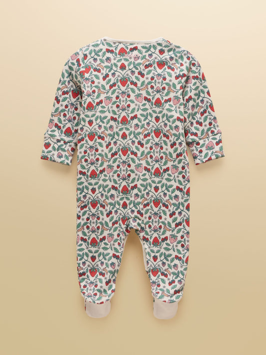 Joules Razamataz Cream Strawberries Cotton Babygrow image 2