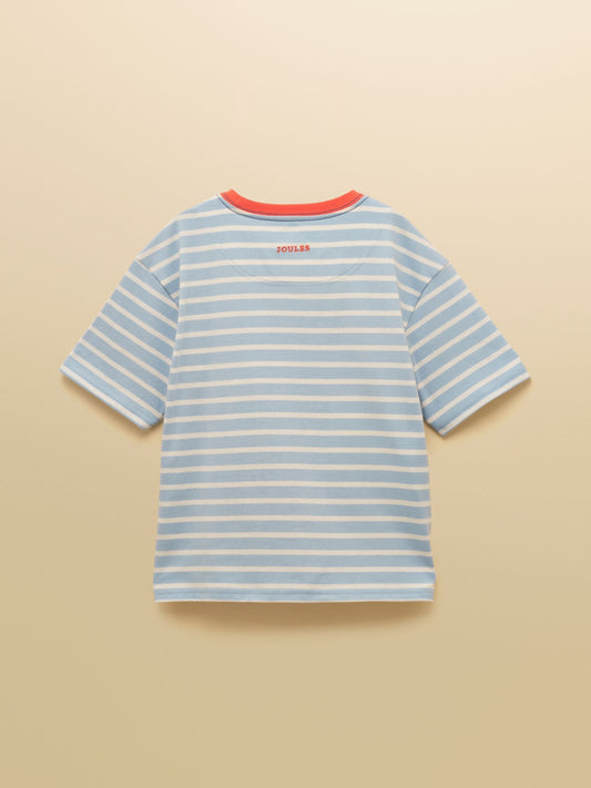 Joules Boys' Archie Blue & White Applique Graphic T-Shirt image 2