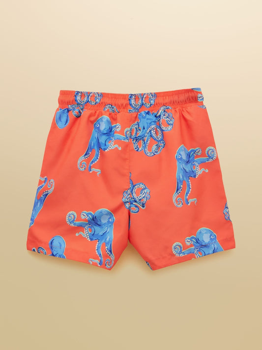 Joules Boys' Ocean Orange Octopus Printed Swim Shorts image 2