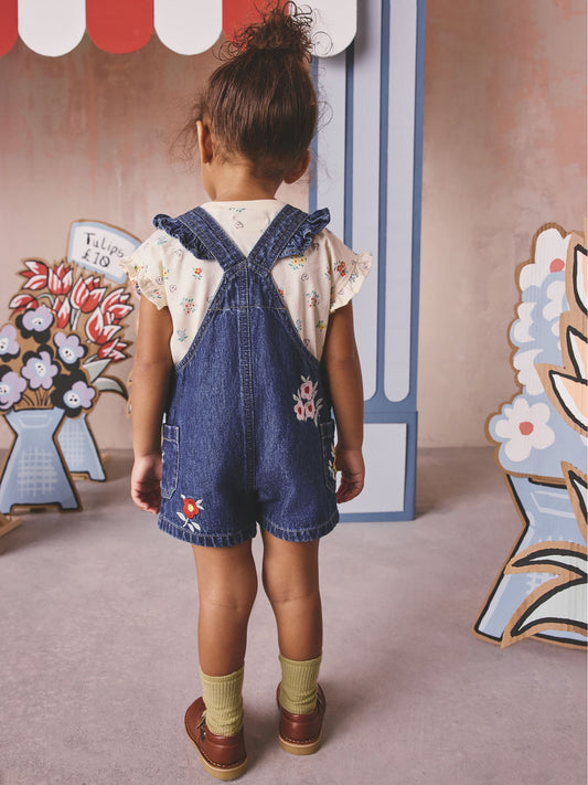 Dsiney Kidz - Denim Cath Kidston Floral Dungarees and Top Set (3mths-7yrs) image 2