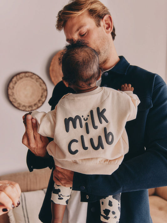 Neutral/Cow Milk Club Printed Sweat and Leggings Baby Set (0mths-2yrs) image 2