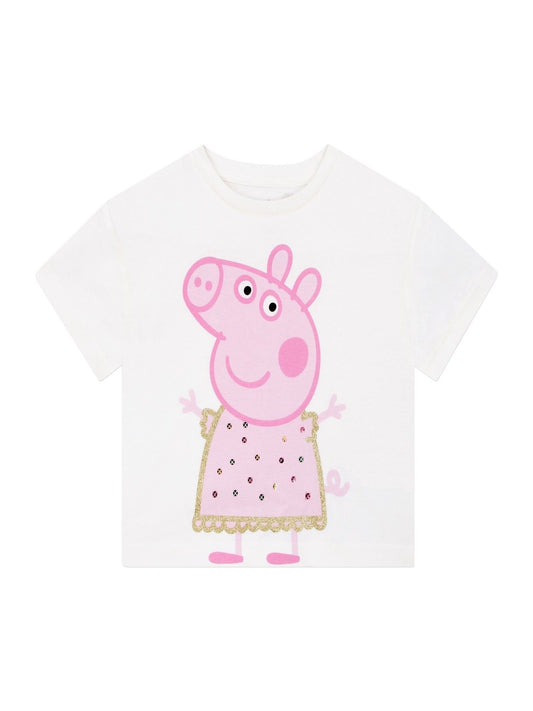 Dsiney Kidz - Character Pink Peppa Pig Glitter 100% Cotton Top And Skirt Set image 2