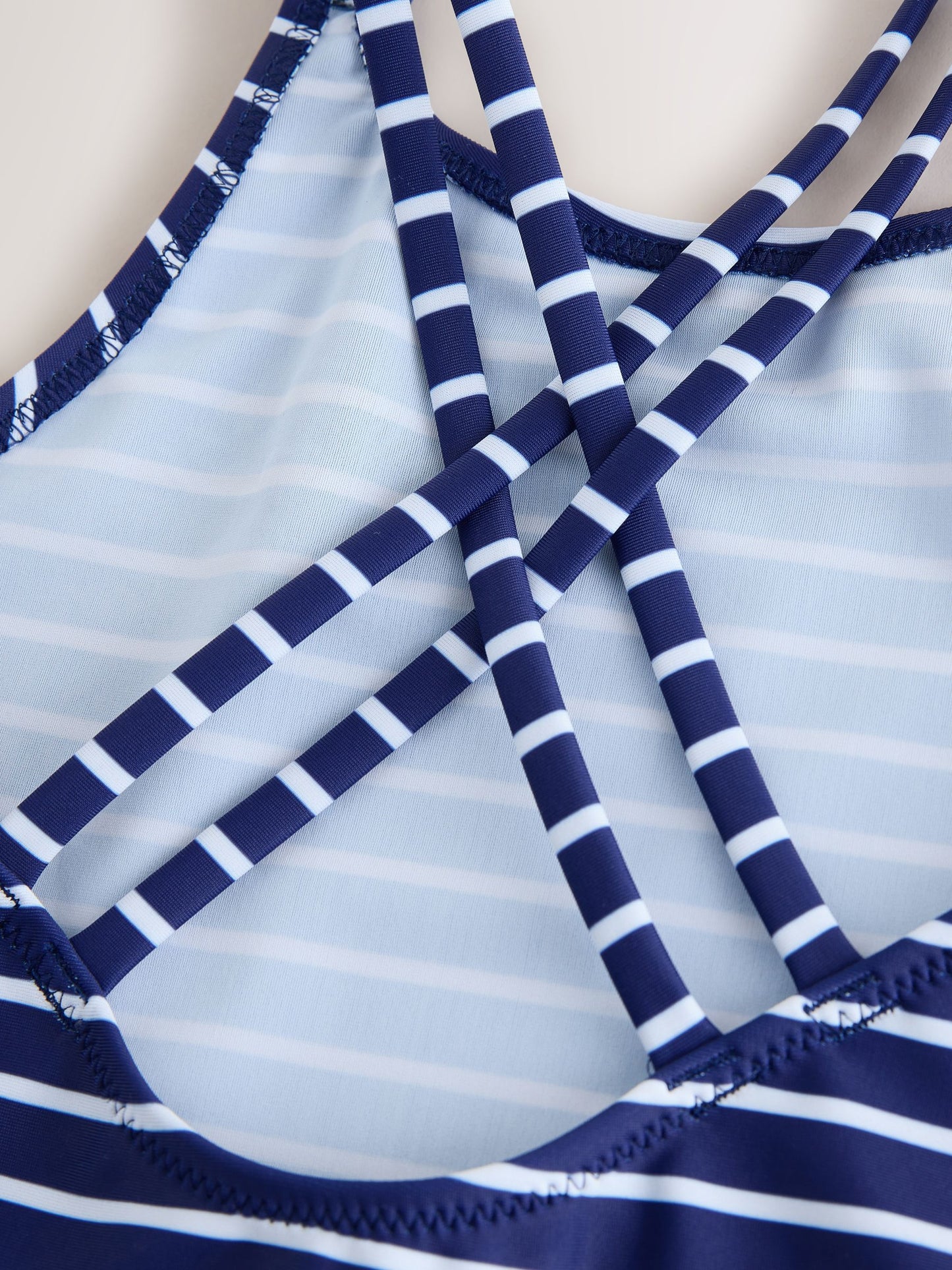 Navy Stripe Double Strap Swimsuit (3-16yrs) image 8