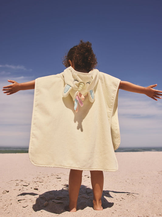 Dsiney Kidz - Ecru White Unicorn Towelling Poncho (9mths-10yrs) image 2
