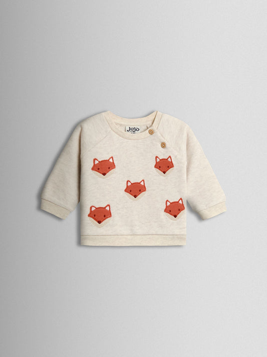 JoJo Maman Bébé Orange Fox Sweatshirt & Trouser Set image 2