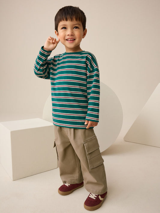 Tan Brown Loose Fit Cargo Trousers (3mths-7yrs) image 2