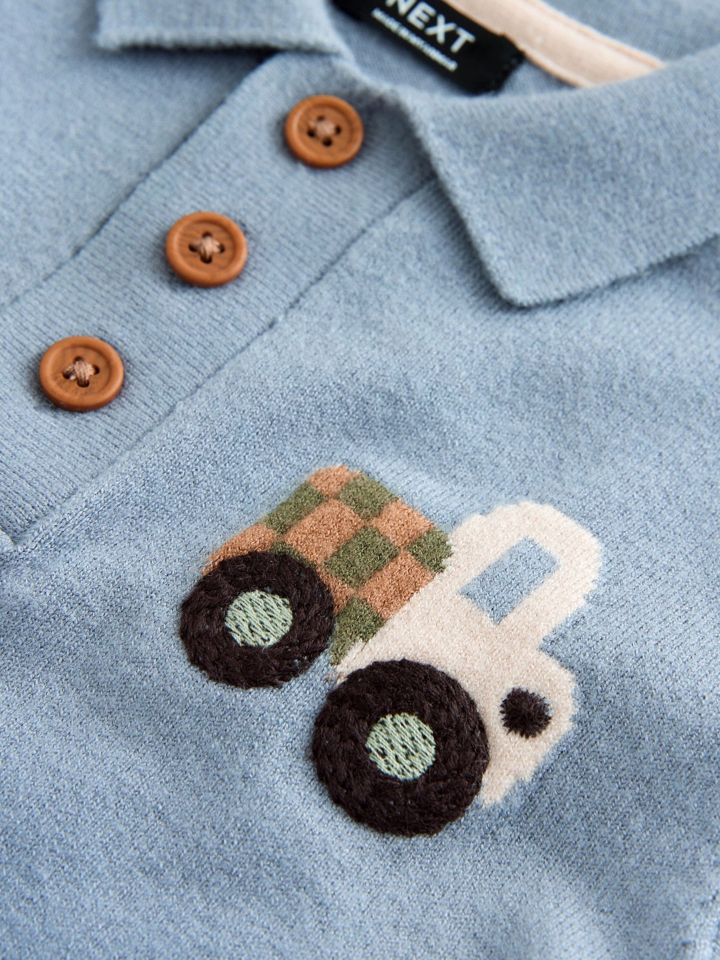 Dsiney Kidz - Blue Transport Character Button Neck Knitted Polo Shirt (3mths-7yrs) image 4