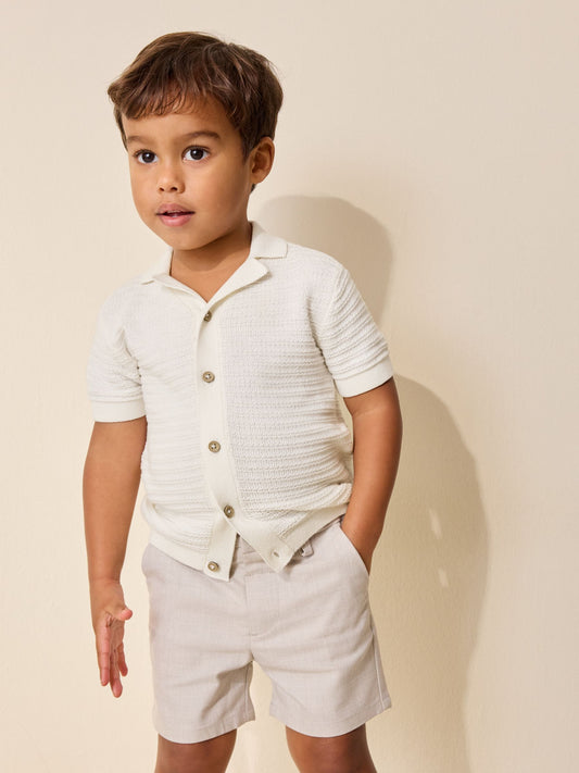 Disney Kidz - Ecru Revere Collar Short Sleeve Knitted Polo Shirt (3mths-7yrs) image 1
