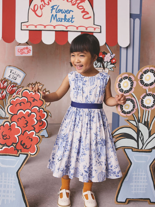 Dsiney Kidz - Cath Kidston Blue Floral Sleeveless Prom Dress (3mths-8yrs) image 2