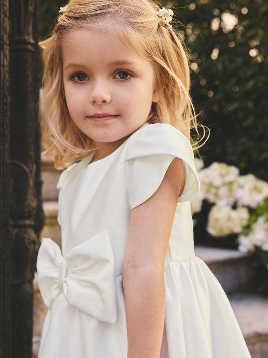 Dsiney Kidz - Ivory Flower Girls Bow Front Dress (3mths-10yrs) image 2