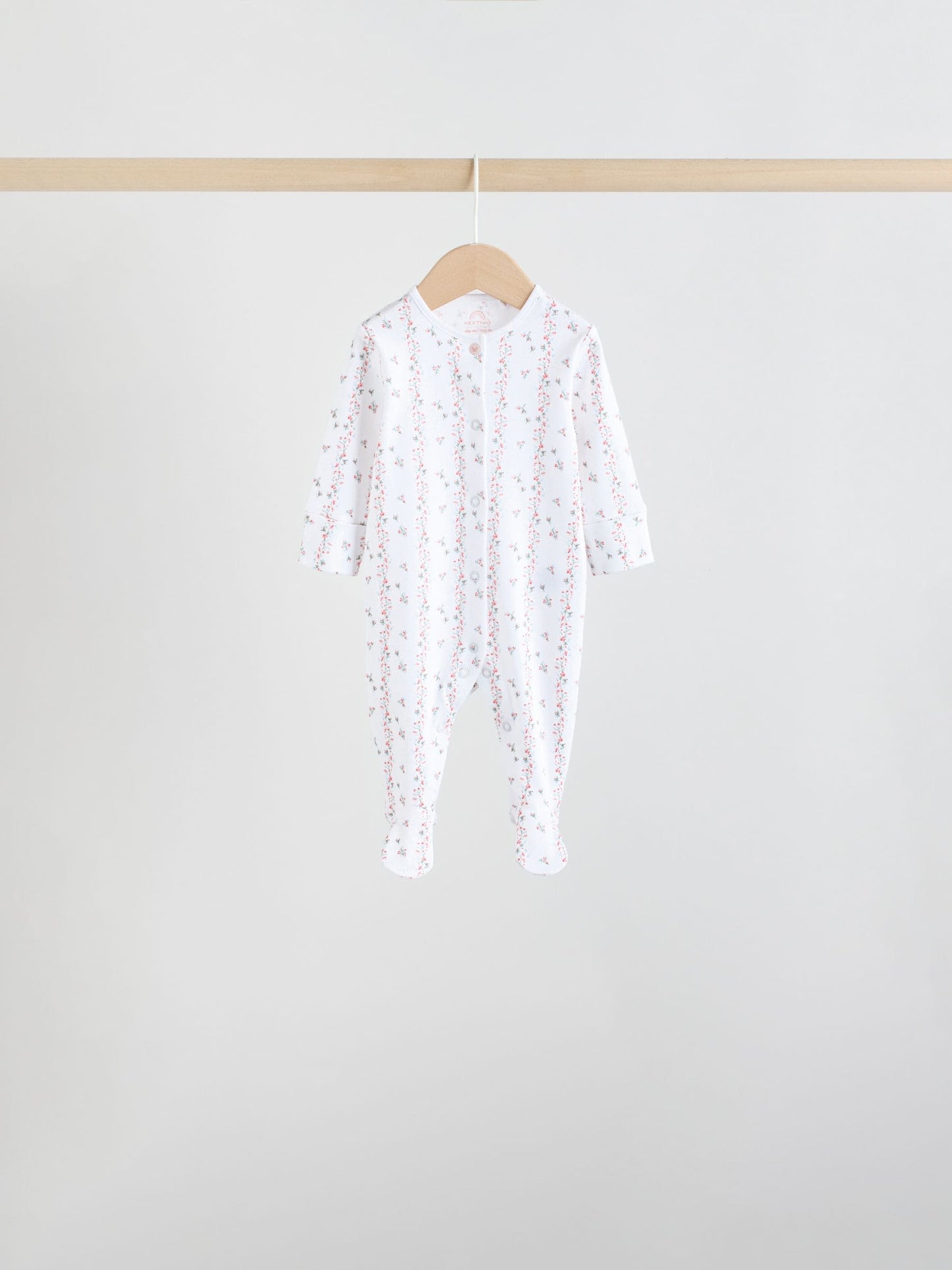White/Pink 7 Pack Baby Sleepsuit (0-2yrs) image 9
