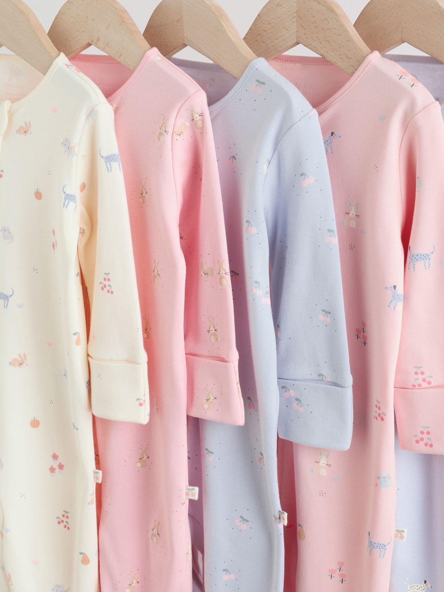 Multi Pastel Character Two Way Zip Baby Sleepsuits 5 Pack (0-2yrs) image 9