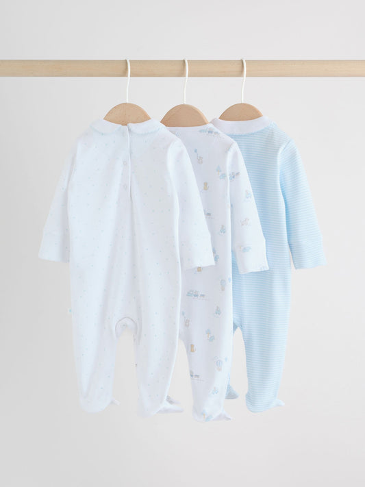 White Baby Sleepsuits 3 Pack (0-2yrs) image 2
