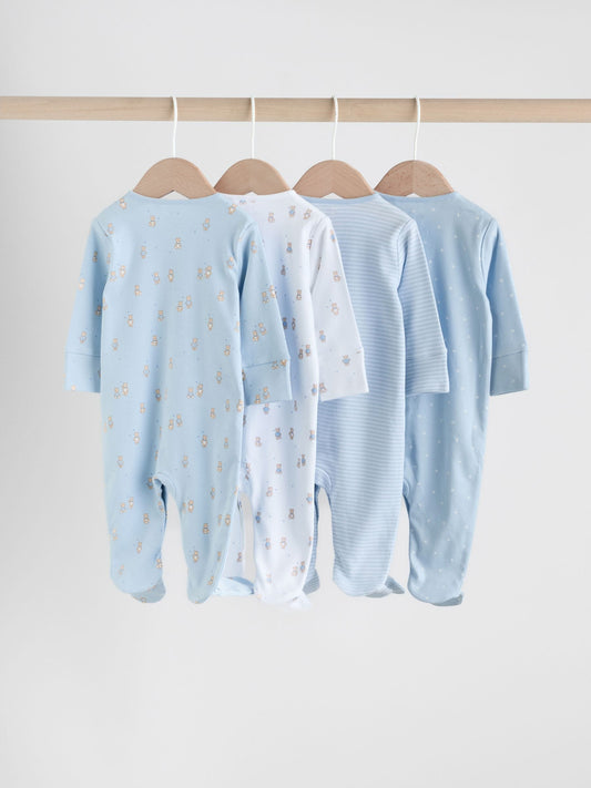 Blue 4 Pack Baby Bear Sleepsuit (0-2yrs) image 2