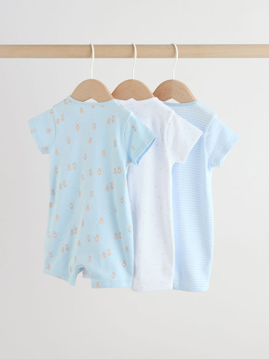 Blue Two Way Zip Baby Rompers 3 Pack (0mths-3yrs) image 2