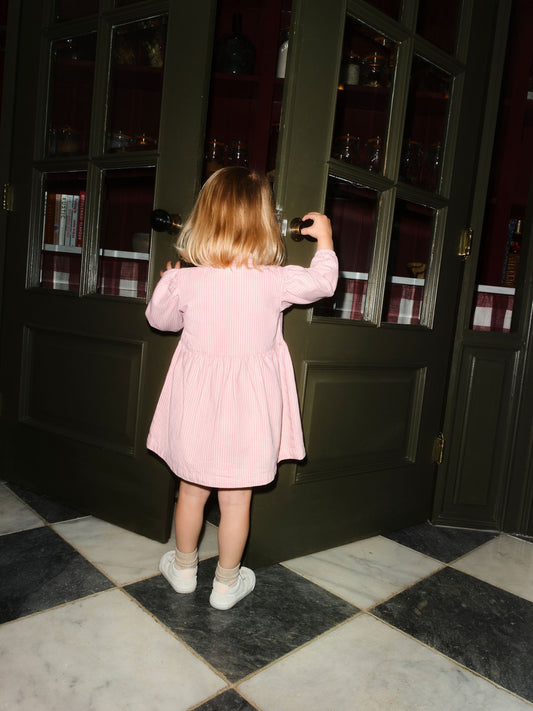 Pink Stripe Long Sleeve Cotton Dress (3mths-8yrs) image 2