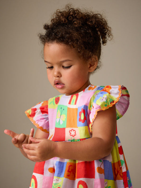 Dsiney Kidz - Multi Character Ric Rac Frill Sleeve Dress (3mths-8yrs) image 2