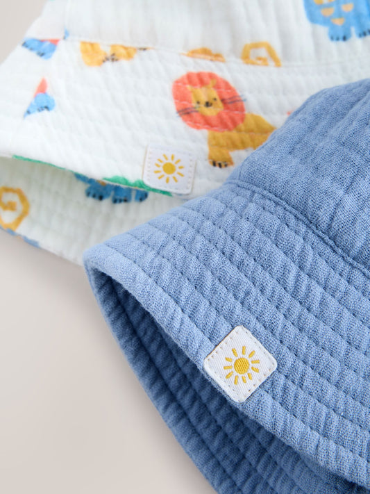 Blue Colbalt Baby Bucket Hats 2 Pack (0mths-2yrs) image 3