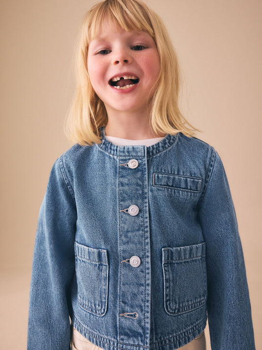 Dsiney Kidz - Mid Blue Collarless Denim Jacket (3-16yrs) image 2