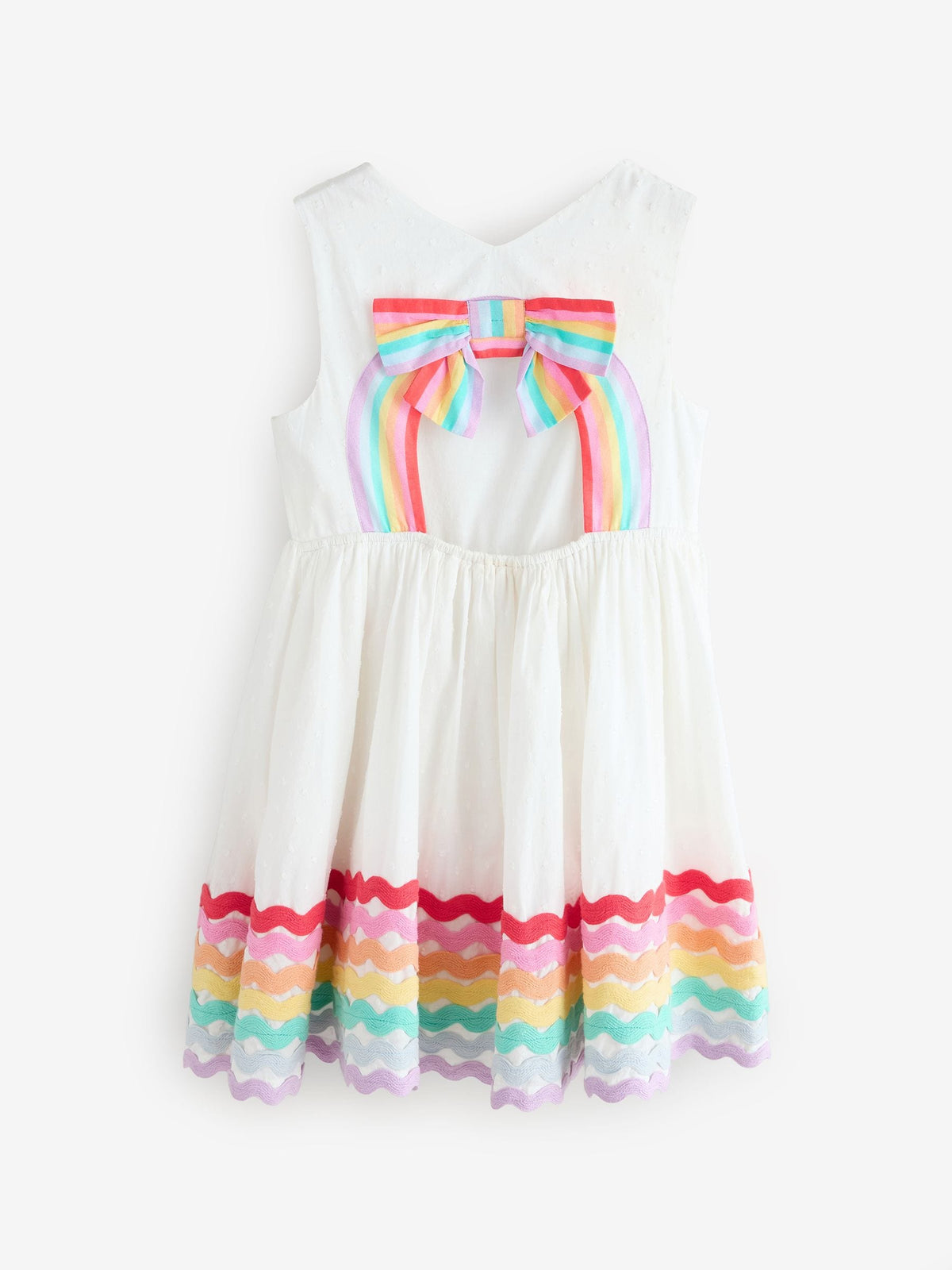 Dsiney Kidz - Little Bird by Jools Oliver White Rainbow Woven Cut Out Ric Rac Dress image 7