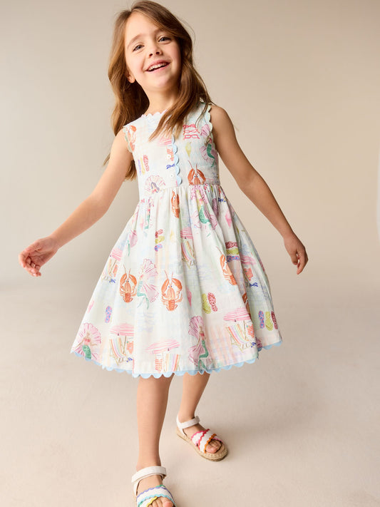 Dsiney Kidz - Little Bird by Jools Oliver Rainbow Mermaids Woven Ric Rac Trim Dress image 2