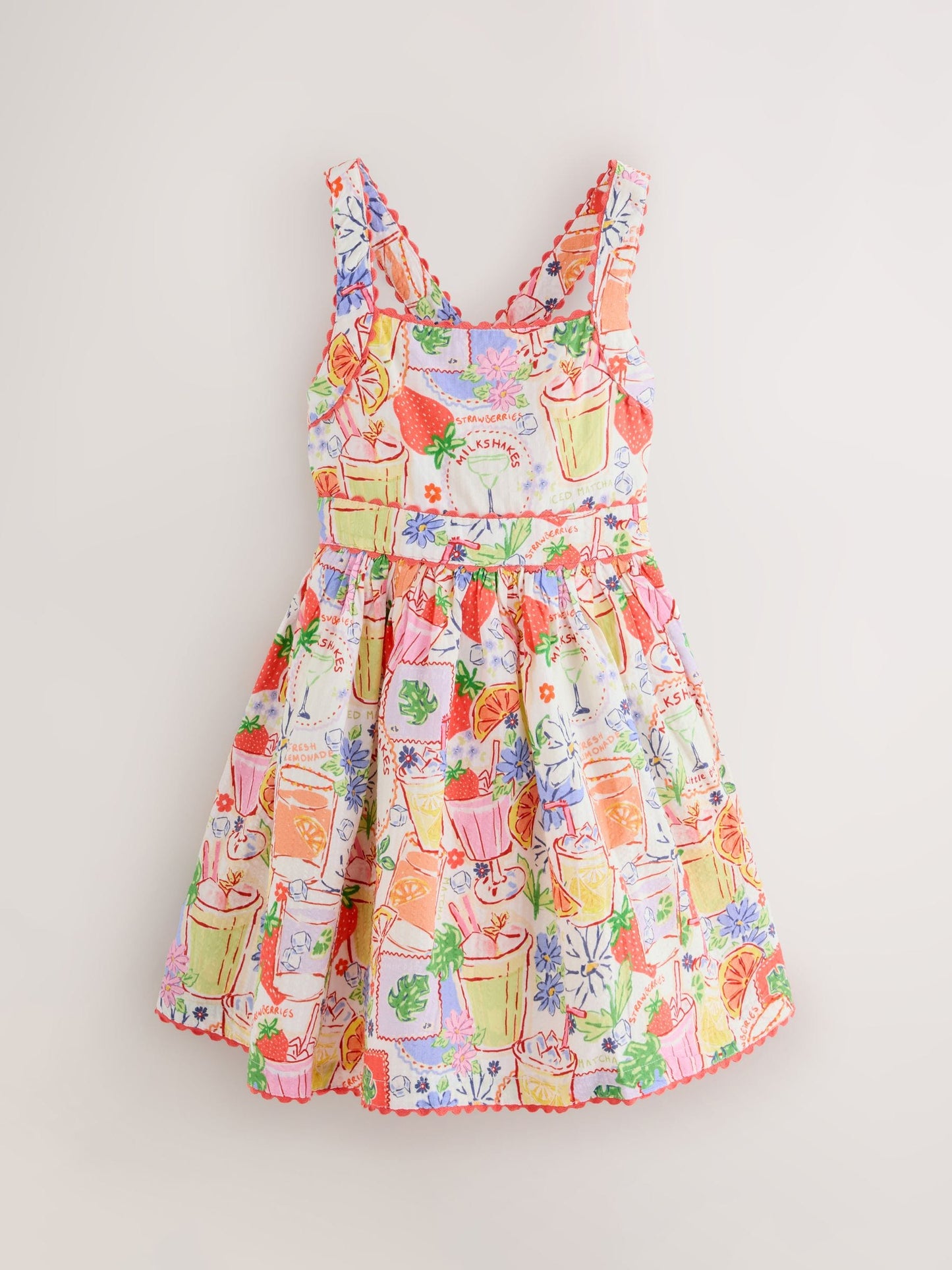 Little Bird by Jools Oliver Picnic Print Woven Criss Cross Skater Dress image 9