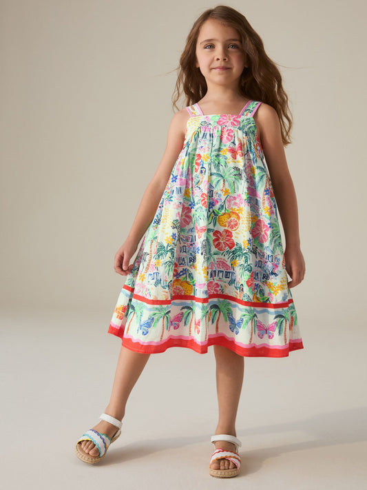 Dsiney Kidz - Little Bird by Jools Oliver Rainbow Tropical Bow Back Woven Summer Dress image 2