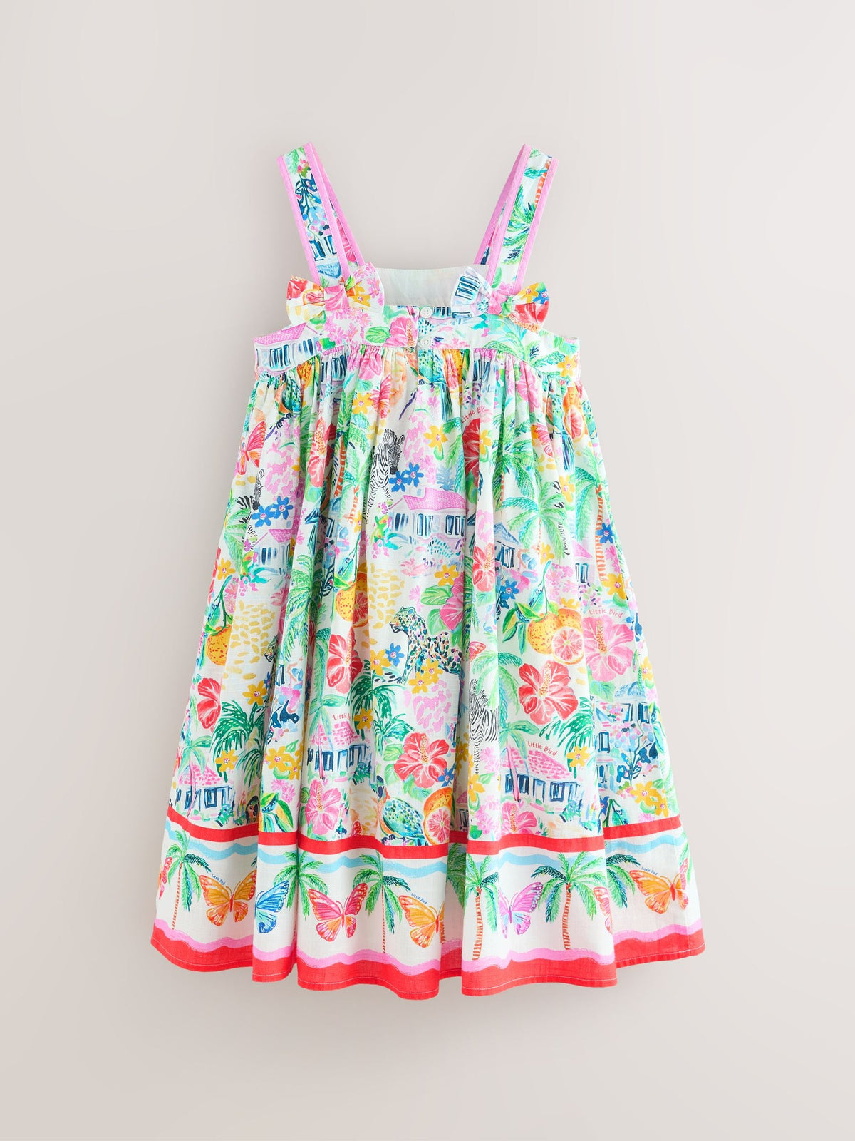 Dsiney Kidz - Little Bird by Jools Oliver Rainbow Tropical Bow Back Woven Summer Dress image 9
