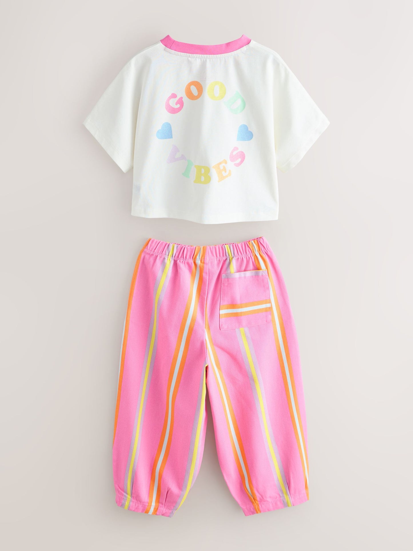 Little Bird by Jools Oliver Pink Stripe Short Sleeve Top & Jogger Set image 8