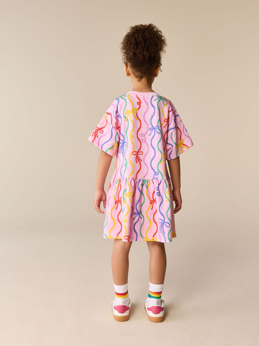 Little Bird by Jools Oliver Rainbow Ribbon Print Dropped Waist Sweat Dress image 2