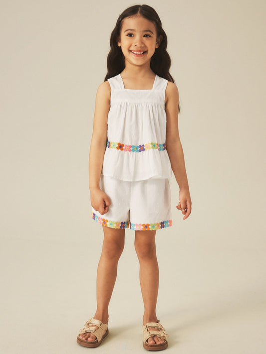 Dsiney Kidz - Little Bird by Jools Oliver White Dobby Frill Sleeve Woven Co-Ord Set image 2
