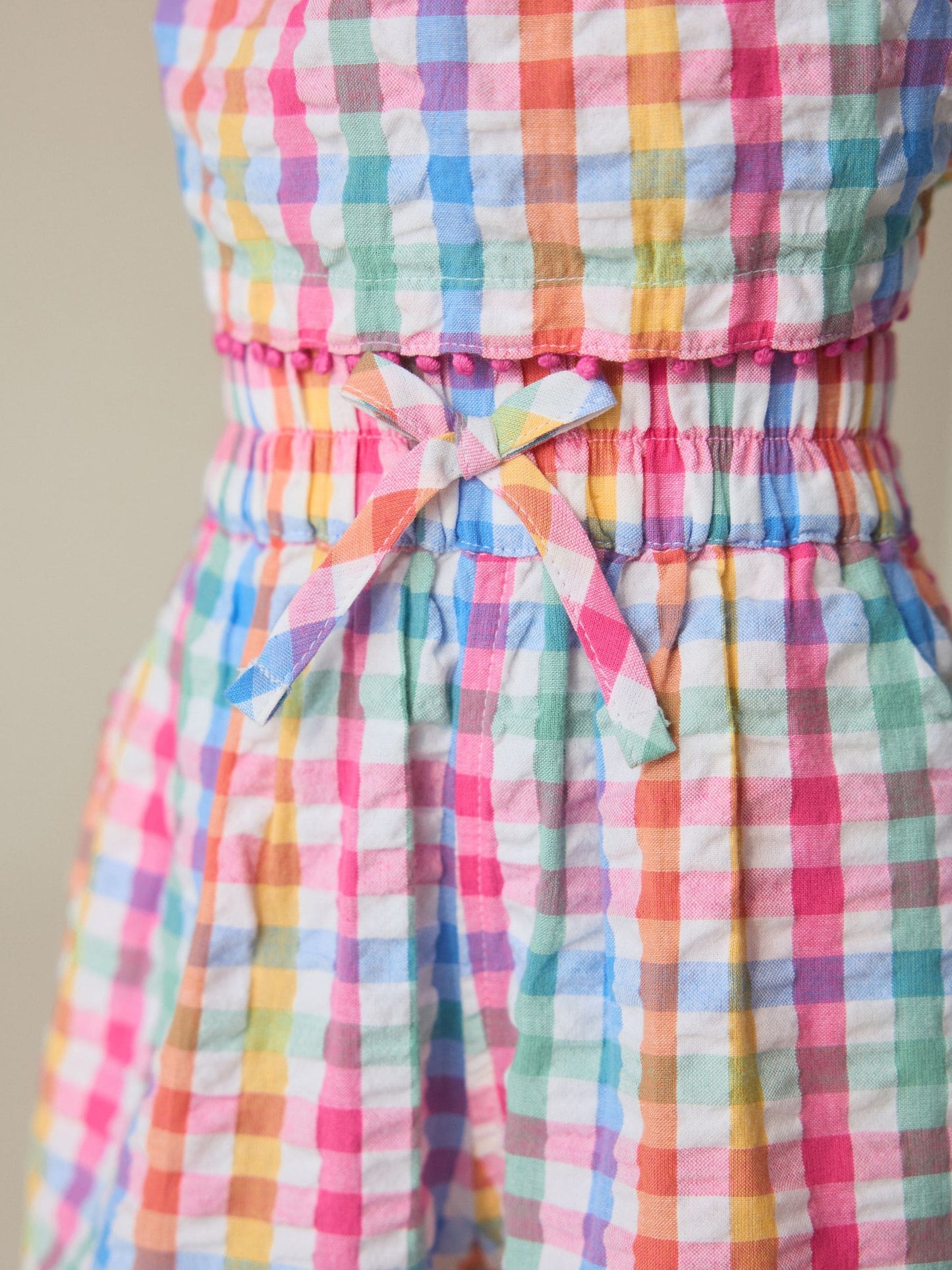 Little Bird by Jools Oliver Rainbow Gingham Frill Sleeve Woven Co-Ord Set image 9