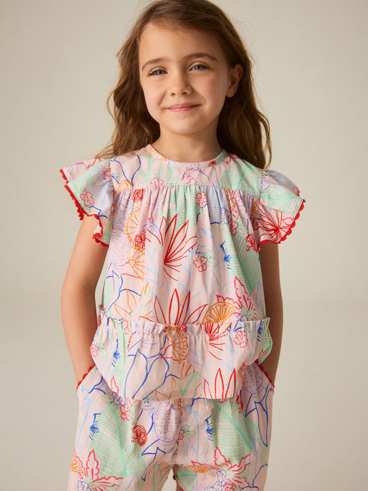 Dsiney Kidz - Little Bird by Jools Oliver Rainbow Floral Frill Sleeve Woven Co-Ord Set image 2