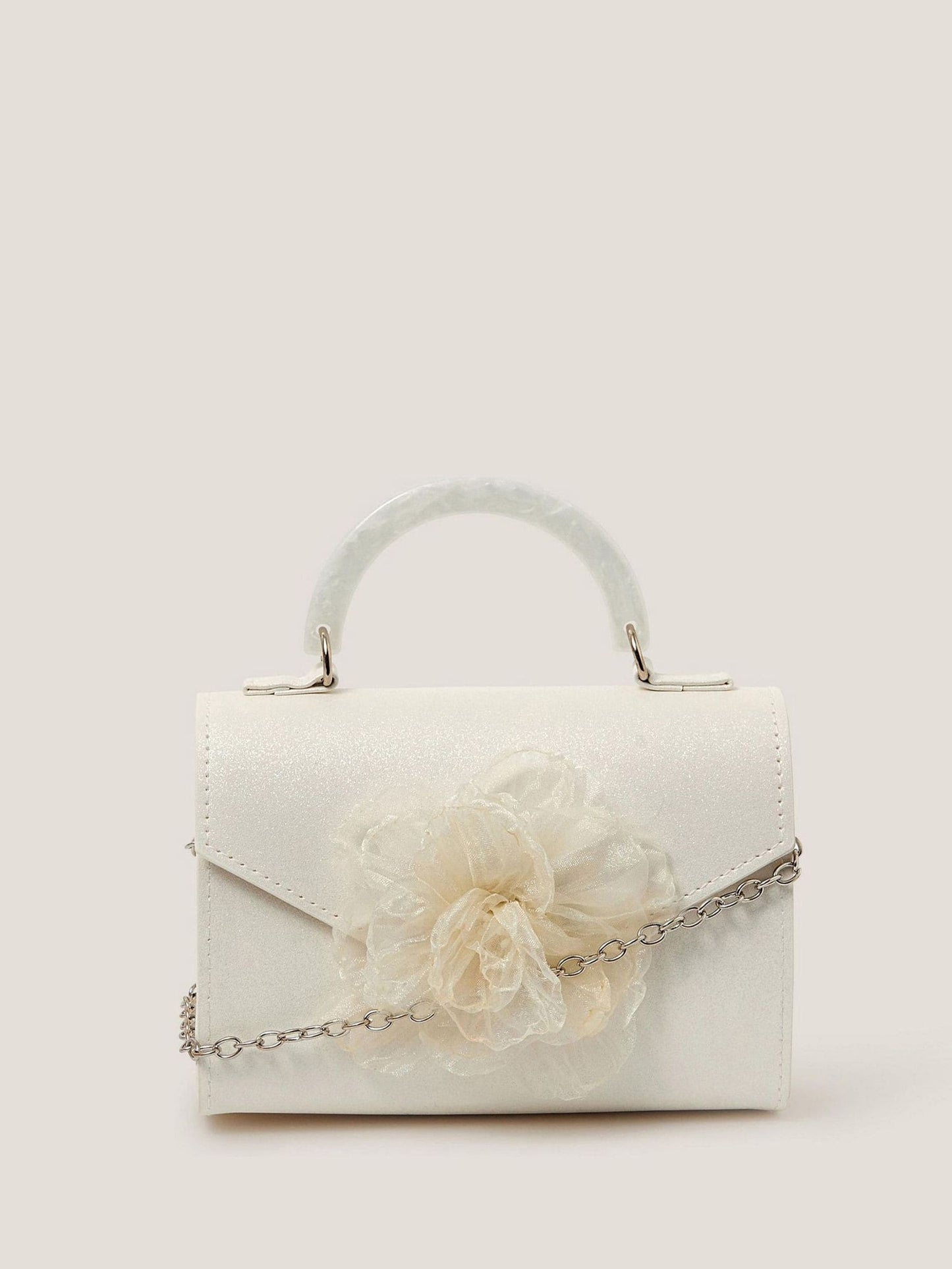 Monsoon Natural Organza Flower Glitter Bag image 1