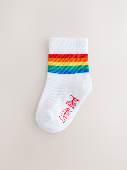 Little Bird by Jools Oliver White Bright Rainbow Stripe Socks Baby 5 Pack image 2
