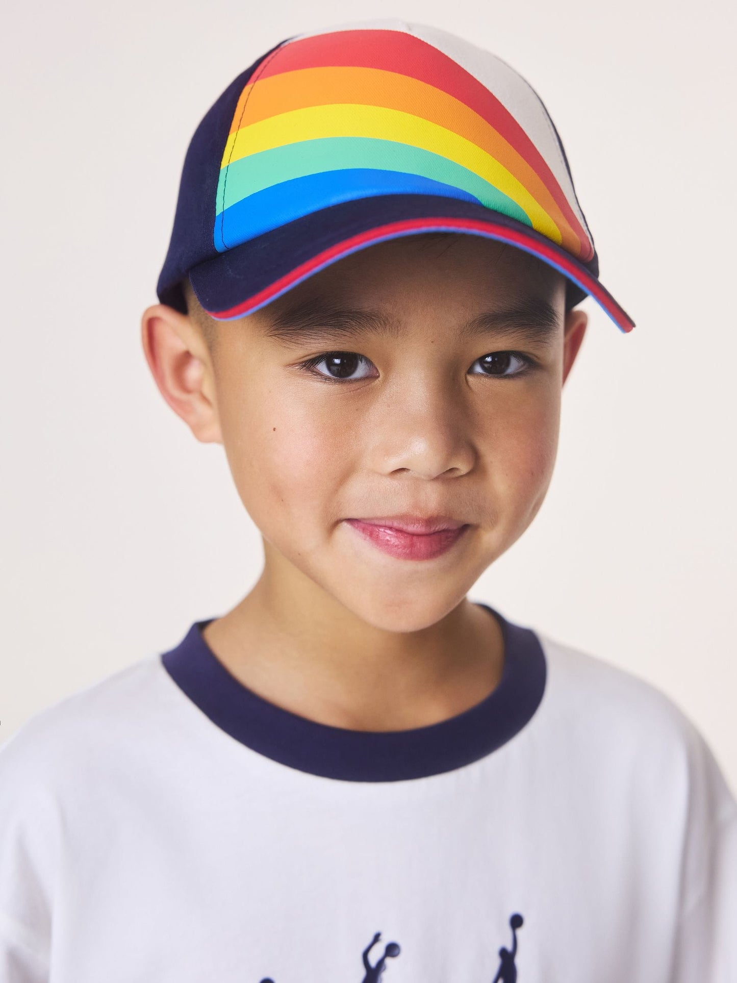 Little Bird by Jools Oliver Navy Rainbow Stripe Baseball Cap image 2