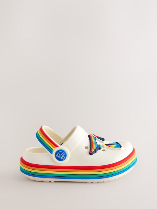 Little Bird by Jools Oliver Blue Bright Rainbow Light-Up Clog Sandals image 2
