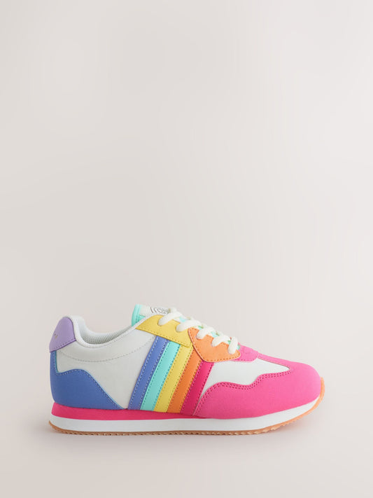 Little Bird by Jools Oliver Pink Older Pastel Rainbow Retro Runner Trainers image 2